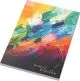 Carnet personnalisable NOVELLA AUSTEN A5 à couverture souple imprimée d'une peinture abstraite multicolore, vue de biais