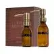 Coffret soin des mains Wellmark bordeaux avec savon et lotion en flacons ambrés à pompe dorée