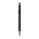 Stylo aluminium personnalisé NALI noir au revêtement caoutchouté avec clip, bouton et pointe métalliques