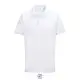 Polo made in France personnalisé PIERROT blanc en piqué de coton bio avec patte 2 boutons, vue de face