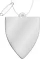 Badge réfléchissant personnalisé en forme d'écusson blanc en PVC avec cordon blanc et épingle de sûreté
