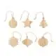 Lot de 6 décorations de Noël en bois de hêtre personnalisables CHRISET : boules, étoile, sapin et flocon à suspendre