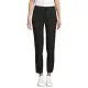 Pantalon tailleur femme personnalisé noir GERMAIN WOMEN porté de face, ceinture élastiquée à cordon et bas resserré