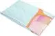 Drap de plage personnalisé plié, imprimé en sublimation d'un dégradé pastel bleu ciel, orange et rose