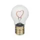 Ampoule LED publicitaire LUMIGLOW en verre avec filament en forme de cœur fuchsia et culot doré vintage