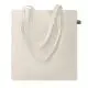 Sac coton équitable personnalisé beige à longues anses, toile naturelle 180 g/m² présentée à plat