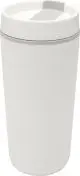 Gobelet plastique personnalisable Sedona blanc mat 480 ml avec couvercle et anneau gris clair