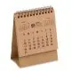 Calendrier de bureau personnalisé en papier kraft beige, format chevalet avec reliure spirale noire et grille mensuelle