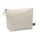 Trousse de toilette personnalisable en coton Fairtrade beige naturel avec fermeture zippée et étiquette du label