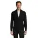 Gilet homme personnalisé noir zippé en maille fine à col montant, porté de face avec un pantalon sombre