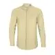 Chemise col mao personnalisée beige pour homme, patte de boutonnage cachée et manches longues, vue de face