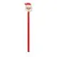 Crayon de Noël personnalisable rouge en bois de peuplier surmonté d'une gomme tête de Père Noël à lunettes