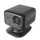 Projecteur Full HD personnalisé Prixton Monet noir sur socle rond, façade gris anthracite et objectif central