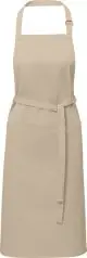 Tablier ajustable personnalisable beige sable Andrea, liens de taille longs et grande poche avant