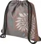 Sac à dos ficelle personnalisé Cal vieux rose sublimé de feuilles blanches et vert sauge, cordon tressé noir