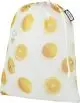 Sac vrac personnalisé blanc en polyester recyclé imprimé en sublimation de tranches d'orange avec cordon de serrage