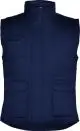 Gilet de travail personnalisé bleu marine à col montant, patte de fermeture centrale et poches à rabat