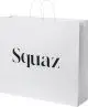 Grand sac kraft blanc personnalisé à poignées torsadées, format à l'italienne avec logo noir élégant imprimé