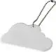 Accessoire réfléchissant publicitaire blanc en forme de nuage avec trou d’attache et chaînette métallique