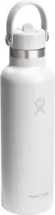 Gourde isotherme Hydro Flask 621 ml blanche avec bouchon paille Flex Straw à anse de transport