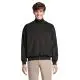 Veste de survêtement personnalisée JUNIOR noire zippée à col montant, portée sur un pantalon beige, vue de face