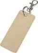 Porte-clés personnalisable rectangulaire beige en cuir recyclé GRS avec mousqueton métallique Resi Plus

