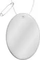 Pendentif réfléchissant publicitaire ovale blanc en PVC suspendu à son cordon blanc avec épingle de sûreté