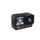 Caméra sport étanche personnalisée Prixton DV850 Aqua noire avec écran avant montrant un plongeur et objectif 4K
