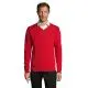 Pull col V personnalisé GALAXY MEN rouge porté par un homme sur une chemise blanche, poignets et bas en côte