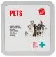 Trousse de secours animaux personnalisée en boîte métal carrée, couvercle blanc Pets avec photo de chiens et chats