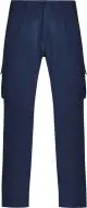 Pantalon de travail personnalisé bleu marine en tissu stretch, vue de face avec poches latérales à rabat