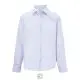 Chemise rayée femme personnalisée BAPTISTE WOMEN bleue à fines rayures, vue de face avec col italien