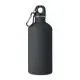 Gourde inox personnalisée REMID MOSS SOFT noire mate 500 ml avec bouchon à anneau et mousqueton noir