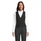 Gilet de costume femme personnalisé noir à 5 boutons et coupe cintrée, porté sur un chemisier blanc, vue de face