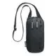 Pochette smartphone personnalisée noire en RPET 300D avec bandoulière réglable et doubles curseurs zippés