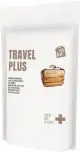 Kit premiers soins voyage personnalisé en pochette papier blanche Travel Plus avec valise illustrée