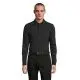 Chemise homme personnalisée BALTHAZAR MEN noire en jersey mercerisé portée de face, col italien et manches longues