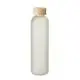 Bouteille en verre personnalisable LOM 650 ml, finition dépolie et couvercle en bambou
