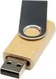 Clé USB rotative personnalisée en papier recyclé kraft, capot pivotant gris foncé ouvert sur le connecteur USB