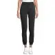 Pantalon de jogging femme publicitaire JET WOMEN noir en french terry, cordon et bords côtes