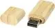 Clé USB en bambou naturel personnalisée aux fibres claires striées, capuchon ôté et connecteur USB-A apparent
