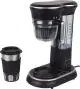 Cafetière personnalisée Prixton Capri noire avec moulin à grains intégré et tasse de voyage en aluminium argenté