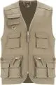 Gilet de travail personnalisable multi-poches sable, col en V et anneau métallique, face avant