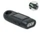 Lampe torche publicitaire CRANCH noire avec panneau solaire, 3 LED et manivelle dynamo en ABS recyclé