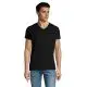 T-shirt col V personnalisé IMPERIAL V MEN noir porté par un homme avec jean, vue de face et manches courtes