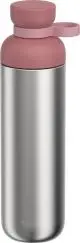 Grande gourde inox publicitaire Mepal Vita 900 ml en acier brossé avec bouchon rose et boucle de transport