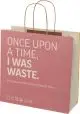 Sac papier écologique carré en déchets agricoles imprimé en rose avec poignées en papier torsadé marron