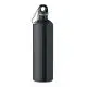 Bouteille inox personnalisable 750 ml noire au profil élancé avec bouchon à boucle et mousqueton argenté