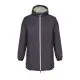 Parka personnalisée ASTRA noir profond à capuche doublée sherpa et zip contrasté, vue de face sur fond blanc