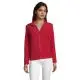 Veste polaire femme personnalisée NORMAN WOMEN rouge portée de face, col montant et fermeture zippée intégrale
